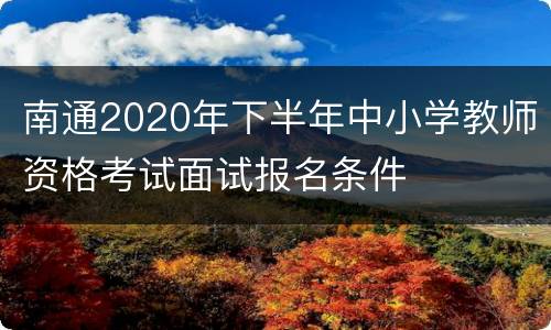 南通2020年下半年中小学教师资格考试面试报名条件