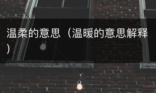 温柔的意思（温暖的意思解释）