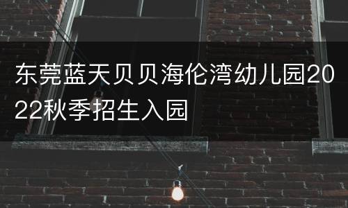 东莞蓝天贝贝海伦湾幼儿园2022秋季招生入园