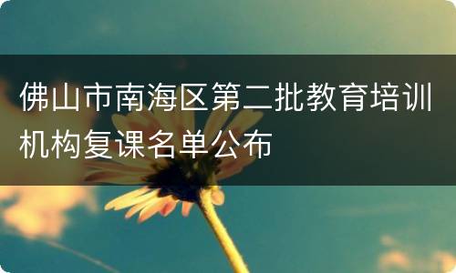 佛山市南海区第二批教育培训机构复课名单公布