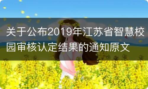 关于公布2019年江苏省智慧校园审核认定结果的通知原文