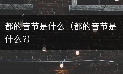 都的音节是什么（都的音节是什么?）