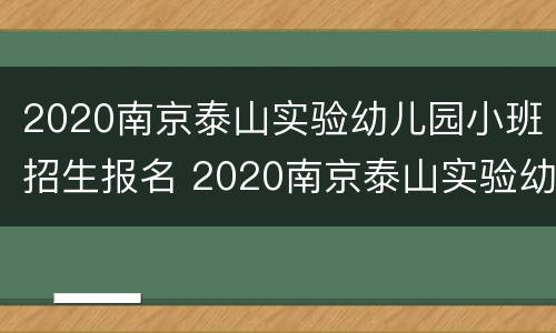 2020南京泰山实验幼儿园小班招生报名 2020南京泰山实验幼儿园小班招生报名情况