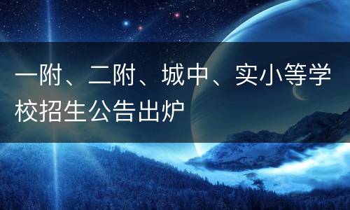 一附、二附、城中、实小等学校招生公告出炉