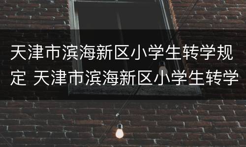 天津市滨海新区小学生转学规定 天津市滨海新区小学生转学规定文件