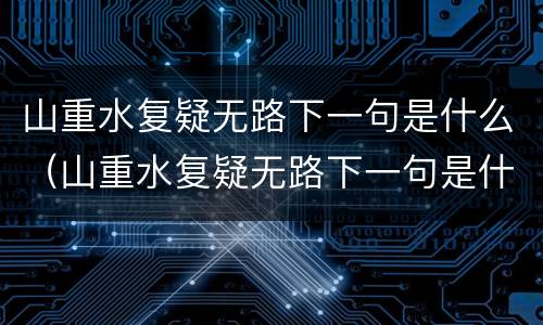 山重水复疑无路下一句是什么（山重水复疑无路下一句是什么?）
