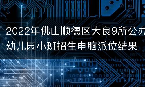 2022年佛山顺德区大良9所公办幼儿园小班招生电脑派位结果