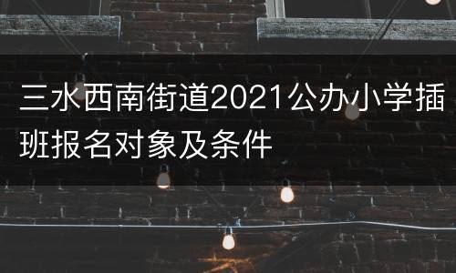 三水西南街道2021公办小学插班报名对象及条件