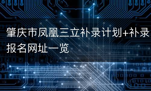肇庆市凤凰三立补录计划+补录报名网址一览