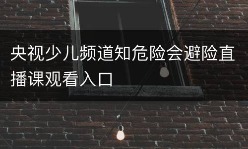 央视少儿频道知危险会避险直播课观看入口