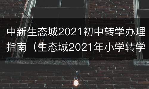 中新生态城2021初中转学办理指南（生态城2021年小学转学）