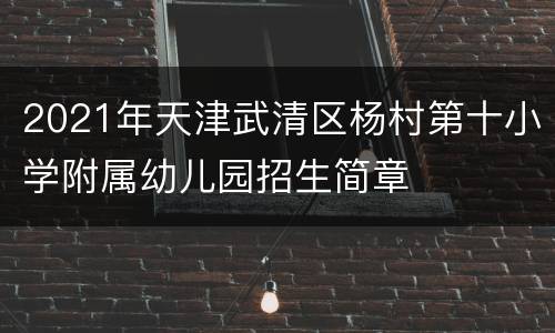 2021年天津武清区杨村第十小学附属幼儿园招生简章