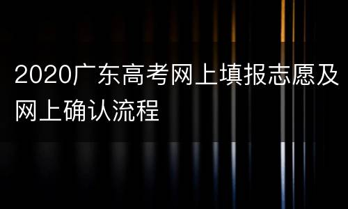 2020广东高考网上填报志愿及网上确认流程