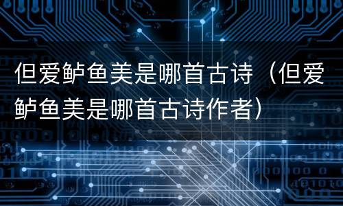 但爱鲈鱼美是哪首古诗（但爱鲈鱼美是哪首古诗作者）