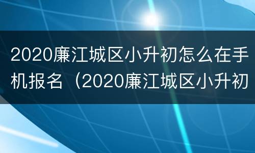 2020廉江城区小升初怎么在手机报名（2020廉江城区小升初怎么在手机报名考试）