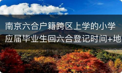 南京六合户籍跨区上学的小学应届毕业生回六合登记时间+地点