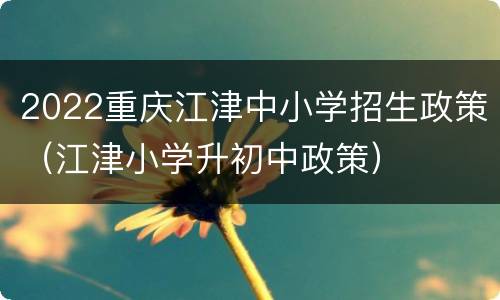 2022重庆江津中小学招生政策（江津小学升初中政策）