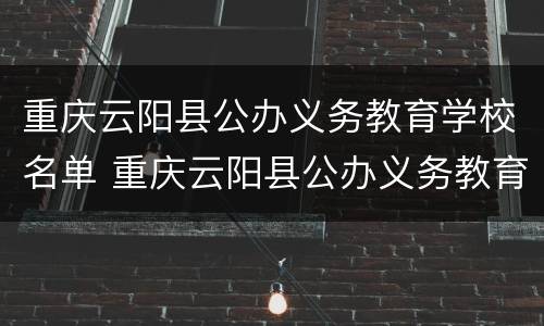 重庆云阳县公办义务教育学校名单 重庆云阳县公办义务教育学校名单公布