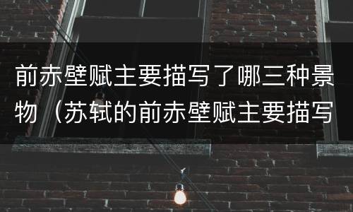 前赤壁赋主要描写了哪三种景物（苏轼的前赤壁赋主要描写了哪三种景物）
