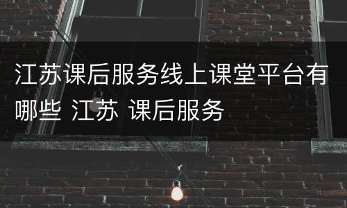 江苏课后服务线上课堂平台有哪些 江苏 课后服务
