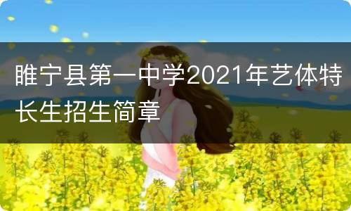 睢宁县第一中学2021年艺体特长生招生简章