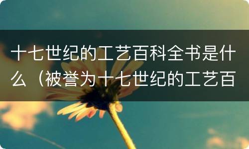 十七世纪的工艺百科全书是什么（被誉为十七世纪的工艺百科全书是什么）