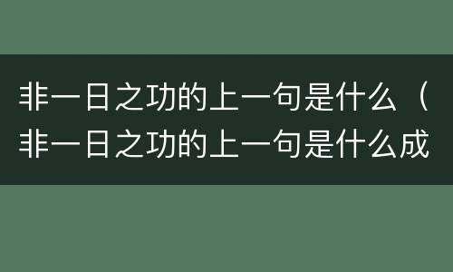 非一日之功的上一句是什么（非一日之功的上一句是什么成语）