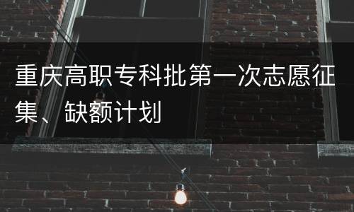 重庆高职专科批第一次志愿征集、缺额计划