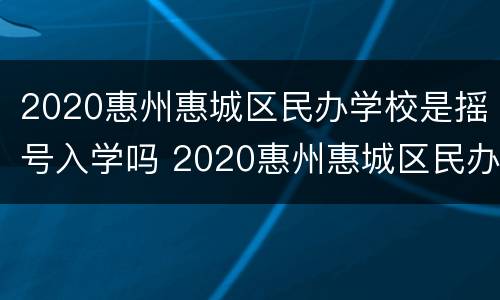 2020惠州惠城区民办学校是摇号入学吗 2020惠州惠城区民办学校是摇号入学吗