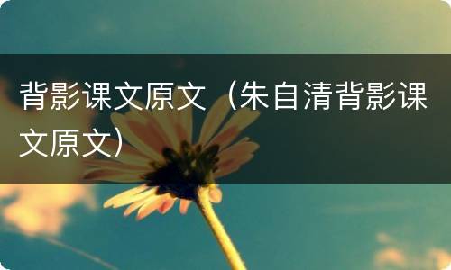 背影课文原文（朱自清背影课文原文）