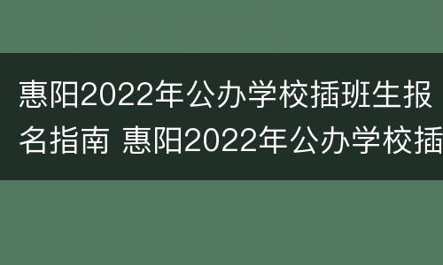 惠阳2022年公办学校插班生报名指南 惠阳2022年公办学校插班生报名指南图片