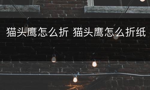 猫头鹰怎么折 猫头鹰怎么折纸