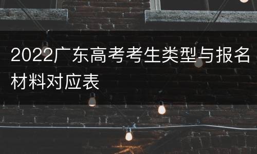 2022广东高考考生类型与报名材料对应表