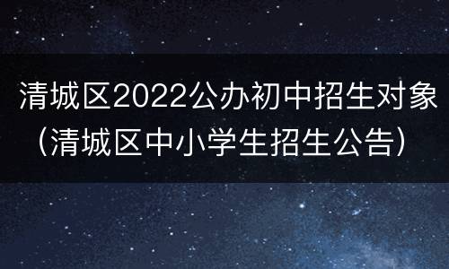 清城区2022公办初中招生对象（清城区中小学生招生公告）