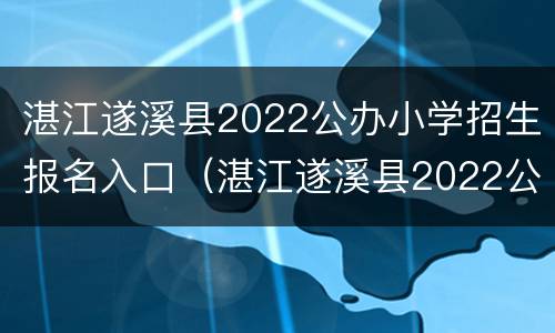 湛江遂溪县2022公办小学招生报名入口（湛江遂溪县2022公办小学招生报名入口电话）