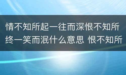 情不知所起一往而深恨不知所终一笑而泯什么意思 恨不知所踪