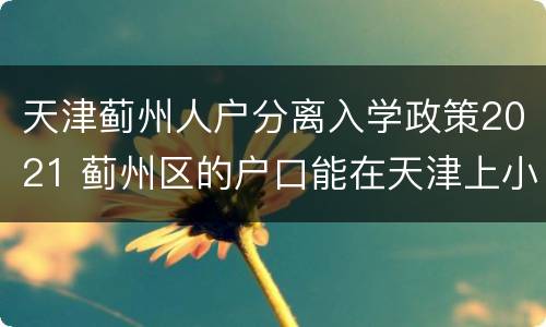 天津蓟州人户分离入学政策2021 蓟州区的户口能在天津上小学吗