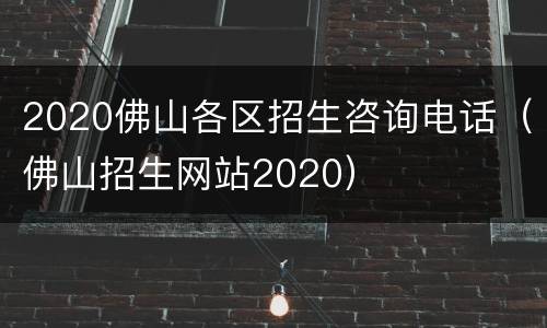 2020佛山各区招生咨询电话（佛山招生网站2020）