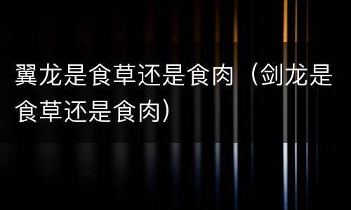 翼龙是食草还是食肉（剑龙是食草还是食肉）