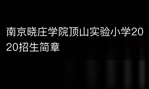 南京晓庄学院顶山实验小学2020招生简章