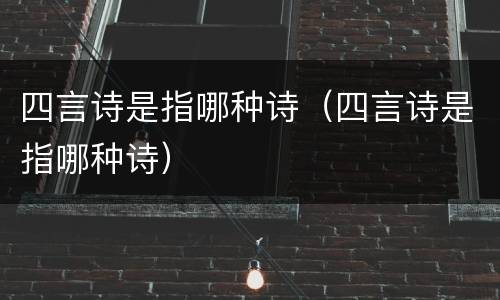 四言诗是指哪种诗（四言诗是指哪种诗）
