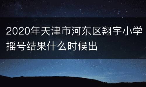 2020年天津市河东区翔宇小学摇号结果什么时候出