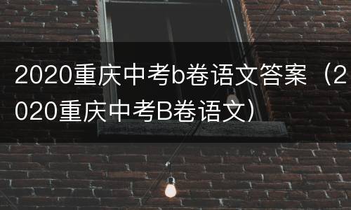 2020重庆中考b卷语文答案（2020重庆中考B卷语文）