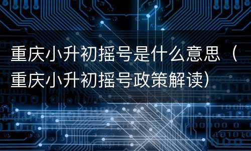 重庆小升初摇号是什么意思（重庆小升初摇号政策解读）