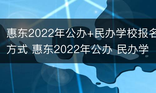 惠东2022年公办+民办学校报名方式 惠东2022年公办 民办学校报名方式有哪些