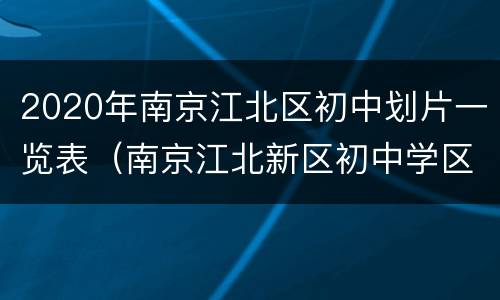 2020年南京江北区初中划片一览表（南京江北新区初中学区）