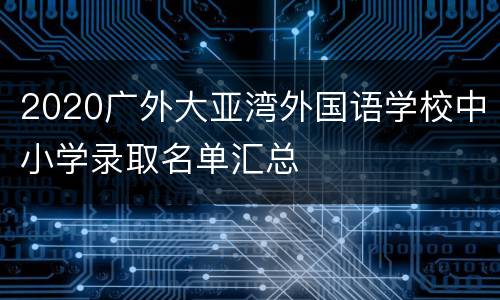 2020广外大亚湾外国语学校中小学录取名单汇总