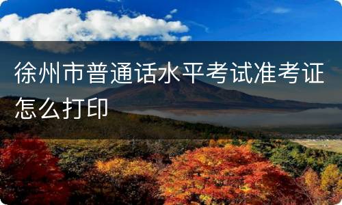 徐州市普通话水平考试准考证怎么打印