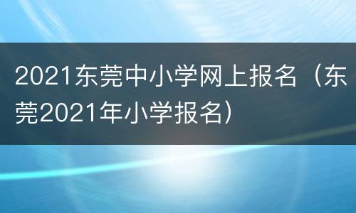 2021东莞中小学网上报名（东莞2021年小学报名）