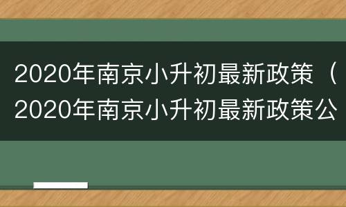 2020年南京小升初最新政策（2020年南京小升初最新政策公布）